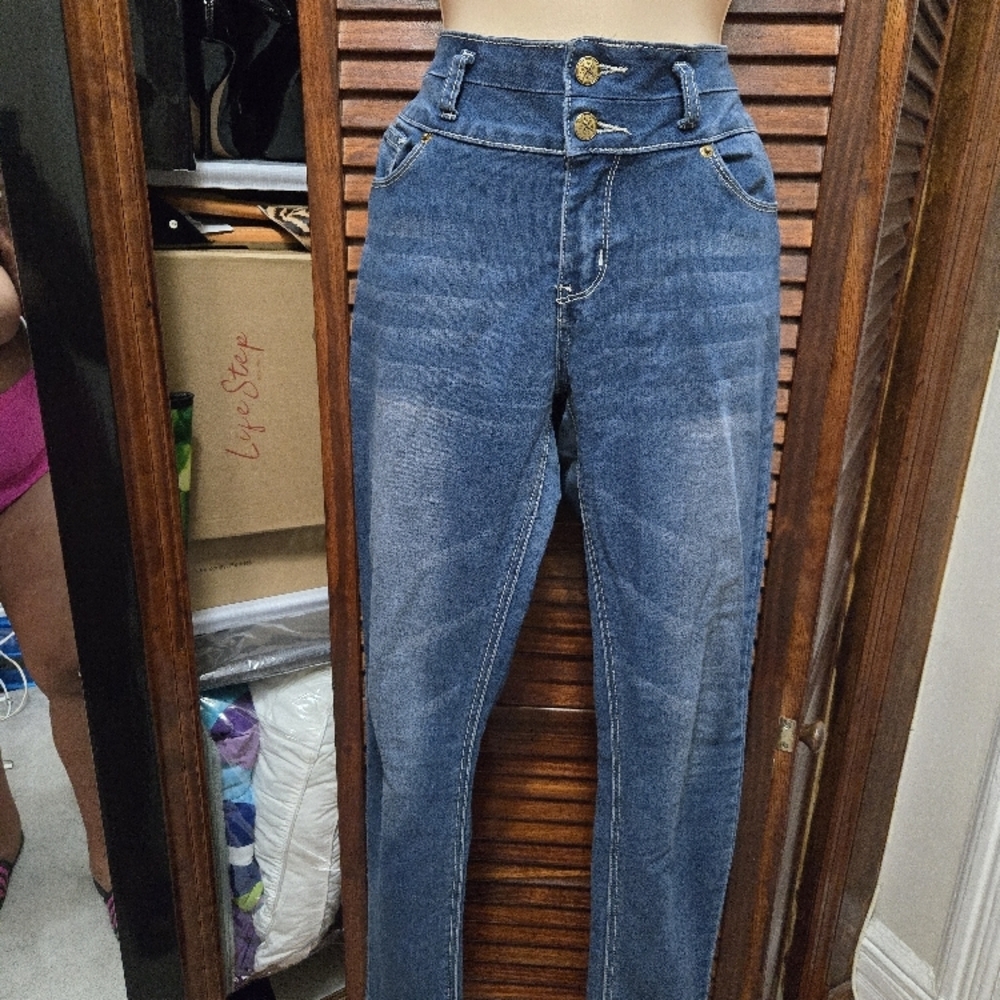 High-Waisted Blue Jeans